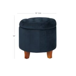 HomePop Round Transitional Wood And Velvet Ottoman With Storage In Red -Chair Promotion Store 2439415 10 L