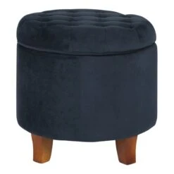 HomePop Round Transitional Wood And Velvet Ottoman With Storage In Red -Chair Promotion Store 2439415 L
