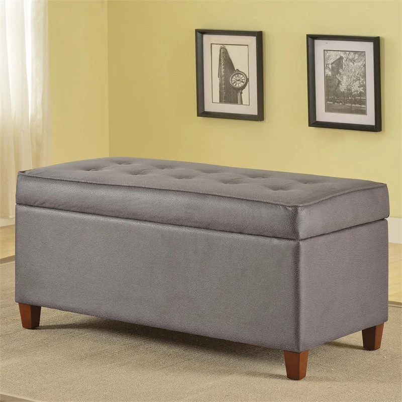 HomePop Traditional Faux Leather Large Storage Bench In Brown 14 HomePop Traditional Faux Leather Large Storage Bench In Brown - Image 14