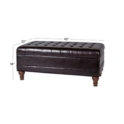 HomePop Traditional Faux Leather Large Storage Bench In Brown 23 HomePop Traditional Faux Leather Large Storage Bench In Brown -Chair Promotion Store 2439486 11 L