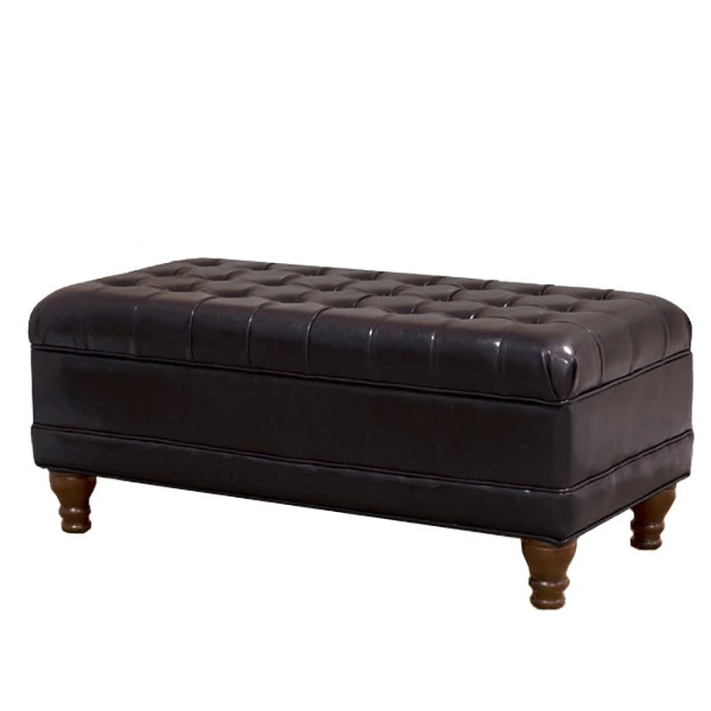 HomePop Traditional Faux Leather Large Storage Bench In Brown 5 HomePop Traditional Faux Leather Large Storage Bench In Brown - Image 5