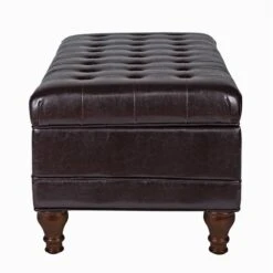 HomePop Traditional Faux Leather Large Storage Bench In Brown 26 HomePop Traditional Faux Leather Large Storage Bench In Brown -Chair Promotion Store 2439486 4 L