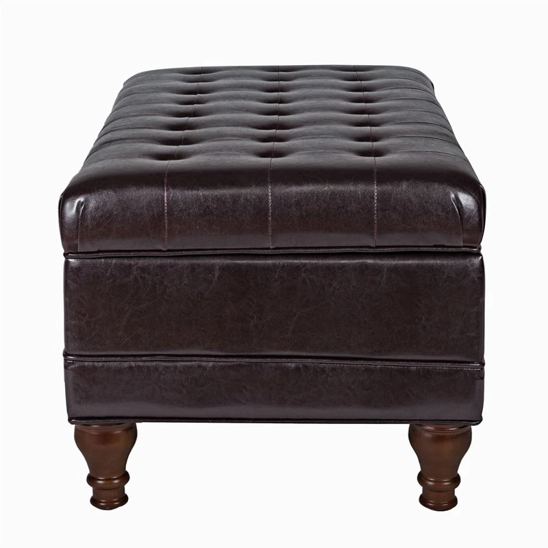 HomePop Traditional Faux Leather Large Storage Bench In Brown 7 HomePop Traditional Faux Leather Large Storage Bench In Brown - Image 7