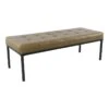 HomePop Tufted Modern Metal And Vegan Faux Leather Bench In Brown/Matte Black