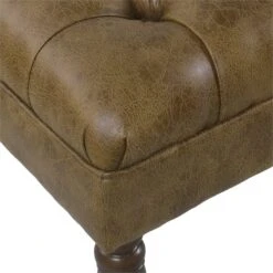 HomePop Classic Tufted Traditional Vegan Faux Leather Bench In Light Brown -Chair Promotion Store 2507397 5 L