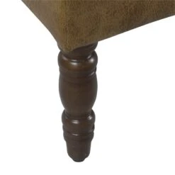 HomePop Classic Tufted Traditional Vegan Faux Leather Bench In Light Brown -Chair Promotion Store 2507397 6 L