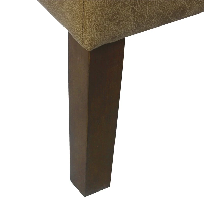 HomePop Square Transitional Wood And Vegan Faux Leather Ottoman In Light Brown 5 HomePop Square Transitional Wood And Vegan Faux Leather Ottoman In Light Brown - Image 5