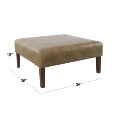 HomePop Square Transitional Wood And Vegan Faux Leather Ottoman In Light Brown 16 HomePop Square Transitional Wood And Vegan Faux Leather Ottoman In Light Brown -Chair Promotion Store 2507399 8 L