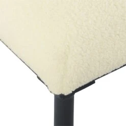 HomePop Square Transitional Metal And Faux Sheepskin Fabric Ottoman In Cream -Chair Promotion Store 2507401 5 L