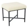 HomePop Square Transitional Metal And Faux Sheepskin Fabric Ottoman In Cream