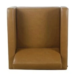 HomePop Modern Faux Leather Accent Chair With Matte Black Metal Legs In Brown -Chair Promotion Store 2573845 4 L