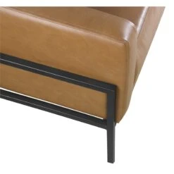 HomePop Modern Faux Leather Accent Chair With Matte Black Metal Legs In Brown -Chair Promotion Store 2573845 5 L