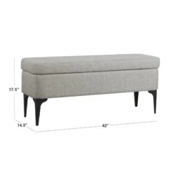 HomePop 17.5" Large Modern Sustainable Woven Fabric Storage Bench In Gray 23 HomePop 17.5" Large Modern Sustainable Woven Fabric Storage Bench In Gray -Chair Promotion Store 2573864 11 L