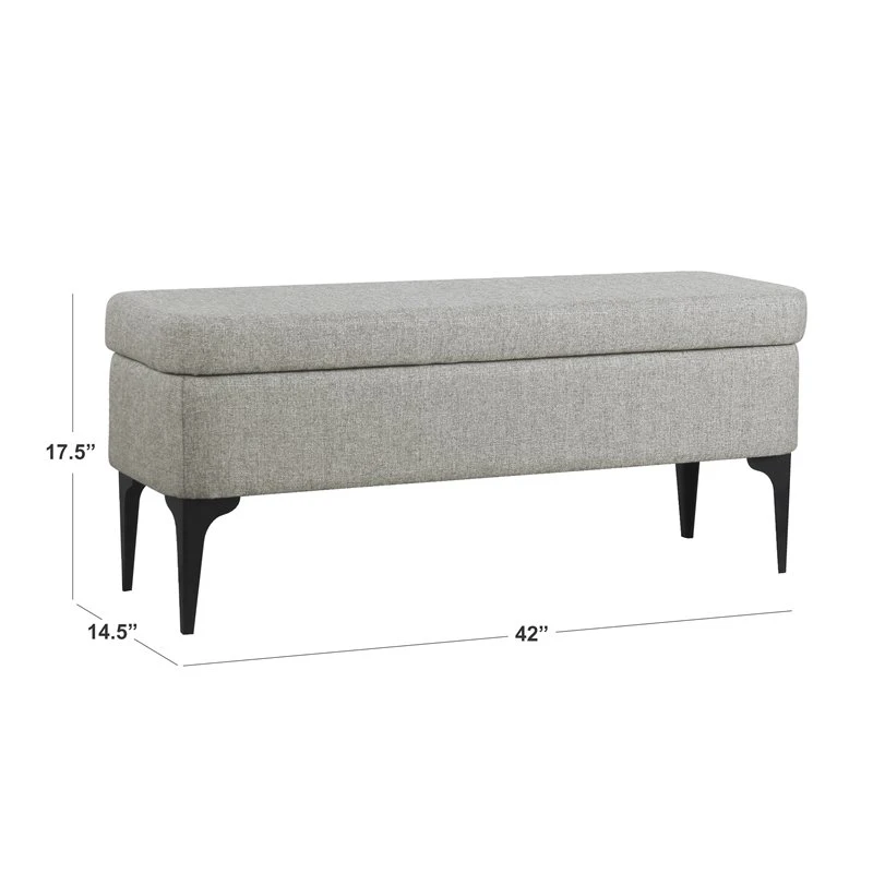 HomePop 17.5" Large Modern Sustainable Woven Fabric Storage Bench In Gray 4 HomePop 17.5" Large Modern Sustainable Woven Fabric Storage Bench In Gray - Image 4