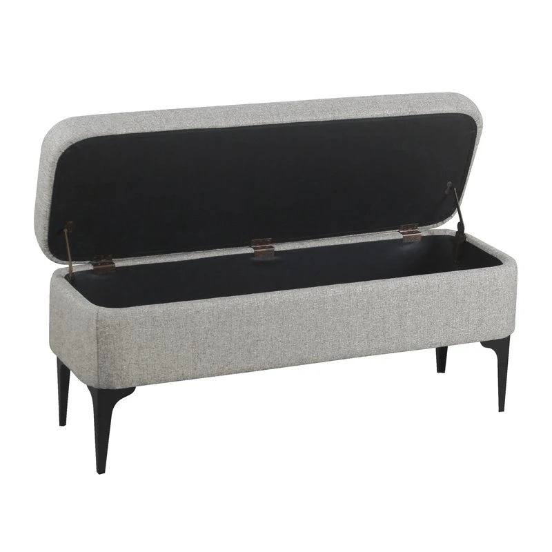 HomePop 17.5" Large Modern Sustainable Woven Fabric Storage Bench In Gray 8 HomePop 17.5" Large Modern Sustainable Woven Fabric Storage Bench In Gray - Image 8