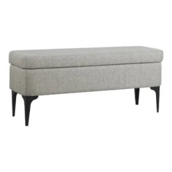 HomePop 17.5" Large Modern Sustainable Woven Fabric Storage Bench In Gray