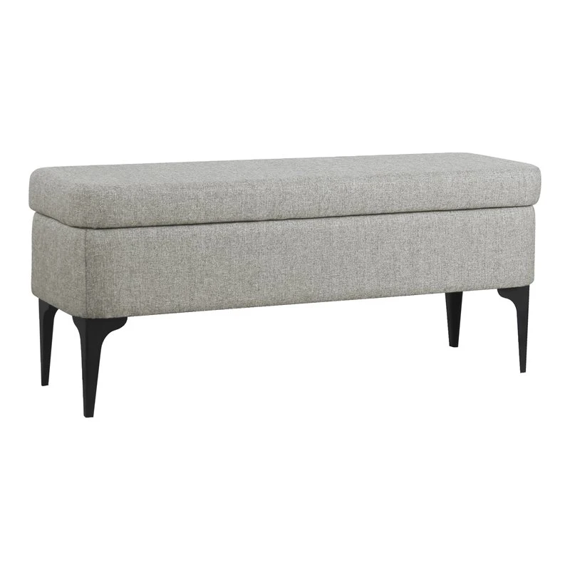 HomePop 17.5" Large Modern Sustainable Woven Fabric Storage Bench In Gray 1 HomePop 17.5" Large Modern Sustainable Woven Fabric Storage Bench In Gray