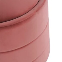 HomePop Round Transitional Velvet Upholstered Storage Ottoman In Blush Pink -Chair Promotion Store 2675942 5 L