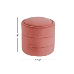 HomePop Round Transitional Velvet Upholstered Storage Ottoman In Blush Pink -Chair Promotion Store 2675942 8 L