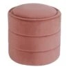 HomePop Round Transitional Velvet Upholstered Storage Ottoman In Blush Pink