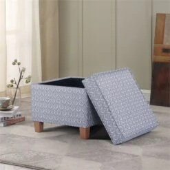 HomePop Square Transitional Fabric Storage Ottoman In Light Gray -Chair Promotion Store 2675945 9 L