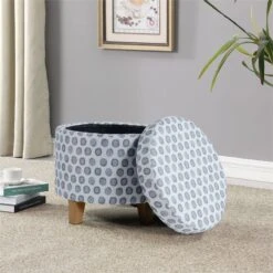 HomePop Round Transitional Fabric Storage Ottoman In Multi-Color 20 HomePop Round Transitional Fabric Storage Ottoman In Multi-Color -Chair Promotion Store 2675947 9 L