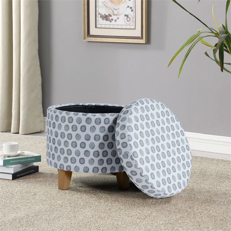 HomePop Round Transitional Fabric Storage Ottoman In Multi-Color 10 HomePop Round Transitional Fabric Storage Ottoman In Multi-Color - Image 10
