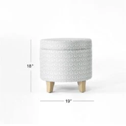 HomePop Round Transitional Fabric Storage Ottoman In Light Gray -Chair Promotion Store 2675948 10 L
