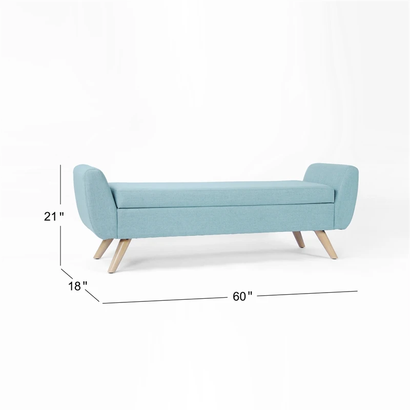 HomePop 17" Seat Height Modern Fabric & Wood Storage Bench In French Blue 12 HomePop 17" Seat Height Modern Fabric & Wood Storage Bench In French Blue - Image 12
