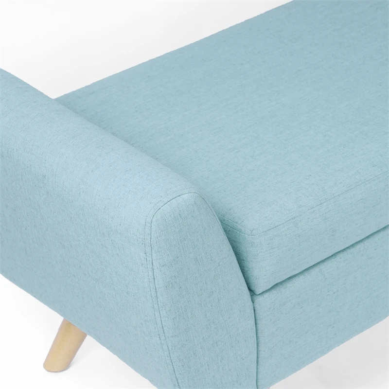 HomePop 17" Seat Height Modern Fabric & Wood Storage Bench In French Blue 7 HomePop 17" Seat Height Modern Fabric & Wood Storage Bench In French Blue - Image 7