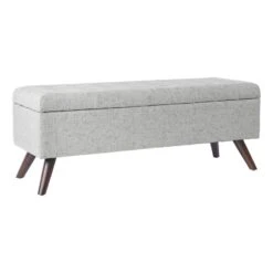 HomePop 18.5" Modern Fabric & Wood Tufted Storage Bench In Gray