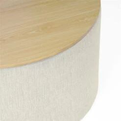 HomePop Round Modern Fabric & Wood Storage Ottoman In Light Gray -Chair Promotion Store 2675956 4 L