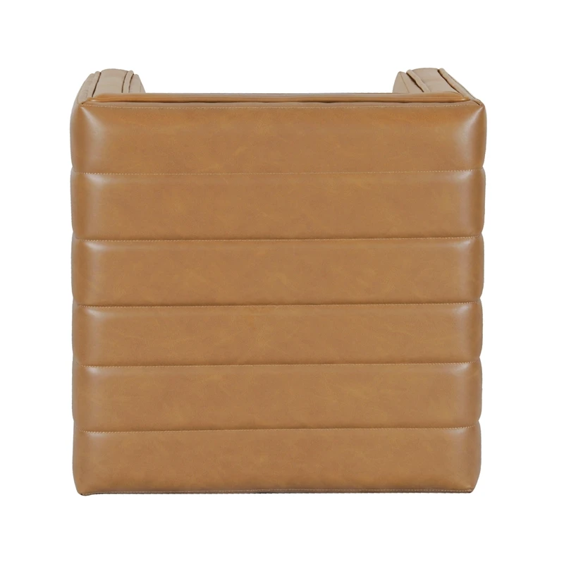 HomePop 16.5" Modern Faux Leather Decorative Ottoman In Carmel Brown 5 HomePop 16.5" Modern Faux Leather Decorative Ottoman In Carmel Brown - Image 5