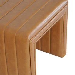 HomePop 16.5" Modern Faux Leather Decorative Ottoman In Carmel Brown 14 HomePop 16.5" Modern Faux Leather Decorative Ottoman In Carmel Brown -Chair Promotion Store 2675957 5 L