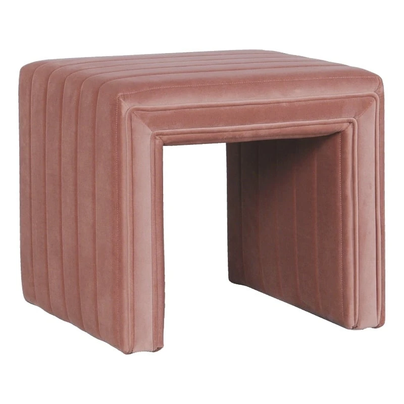 HomePop 16.5" Modern Velvet Decorative Ottoman In Blush Pink 1 HomePop 16.5" Modern Velvet Decorative Ottoman In Blush Pink