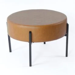 HomePop Modern Faux Leather Decorative Ottoman In Carmel Brown 12 HomePop Modern Faux Leather Decorative Ottoman In Carmel Brown -Chair Promotion Store 2675962 2 L