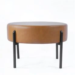 HomePop Modern Faux Leather Decorative Ottoman In Carmel Brown 13 HomePop Modern Faux Leather Decorative Ottoman In Carmel Brown -Chair Promotion Store 2675962 3 L