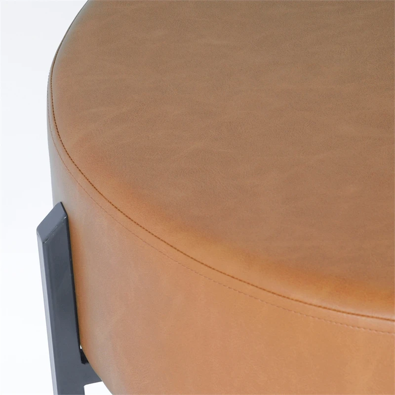 HomePop Modern Faux Leather Decorative Ottoman In Carmel Brown 6 HomePop Modern Faux Leather Decorative Ottoman In Carmel Brown - Image 6