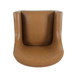 HomePop 20.9" Seat Height Modern Faux Leather Accent Chair In Carmel Brown -Chair Promotion Store 2675964 4 L