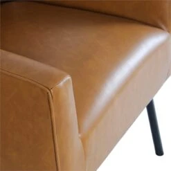 HomePop 20.9" Seat Height Modern Faux Leather Accent Chair In Carmel Brown -Chair Promotion Store 2675964 6 L