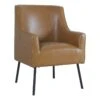 HomePop 20.9" Seat Height Modern Faux Leather Accent Chair In Carmel Brown