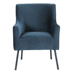 HomePop 20.9" Seat Height Modern Velvet Accent Chair In Navy Blue -Chair Promotion Store 2675966 2 L