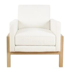 HomePop 20.5" Seat Height Traditional Fabric Accent Chair In Cream -Chair Promotion Store 2675969 2 L