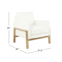 HomePop 20.5" Seat Height Traditional Fabric Accent Chair In Cream -Chair Promotion Store 2675969 9 L