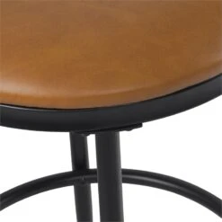 HomePop 24.5" Modern Faux Leather Upholstered Counter Stool In Carmel Brown -Chair Promotion Store 2675970 5 L
