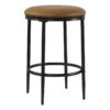 HomePop 24.5" Modern Faux Leather Upholstered Counter Stool In Carmel Brown