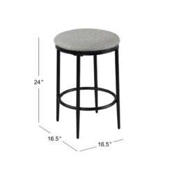 HomePop 24.5" Modern Metal & Fabric Upholstered Counter Stool In Gray -Chair Promotion Store 2675971 7 L