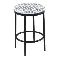 HomePop 24.5" Modern Metal & Fabric Upholstered Counter Stool In Multi-Color