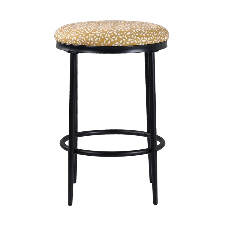 HomePop 24.5" Modern Metal & Fabric Upholstered Counter Stool In Golden Yellow 2 HomePop 24.5" Modern Metal & Fabric Upholstered Counter Stool In Golden Yellow - Image 2