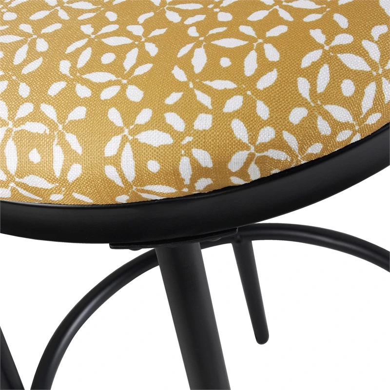 HomePop 24.5" Modern Metal & Fabric Upholstered Counter Stool In Golden Yellow 4 HomePop 24.5" Modern Metal & Fabric Upholstered Counter Stool In Golden Yellow - Image 4